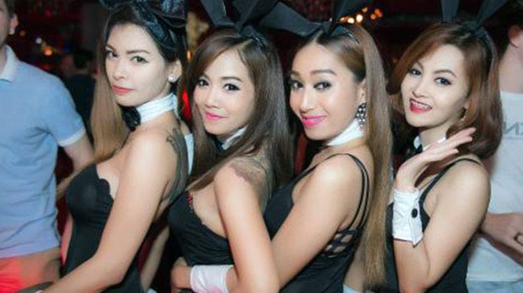 Asian bar girls with a cute costume