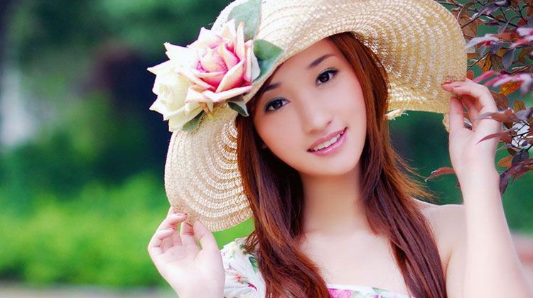 cute Chinese girl wearing hat