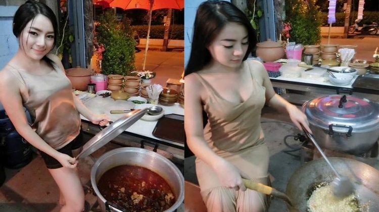 thai girl cooking