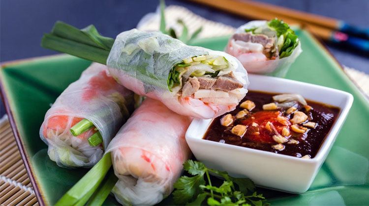 a delicious plate of Goi Cuon - Spring Rolls