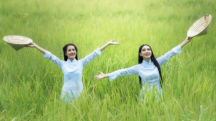 happy and excited Vietnamese women