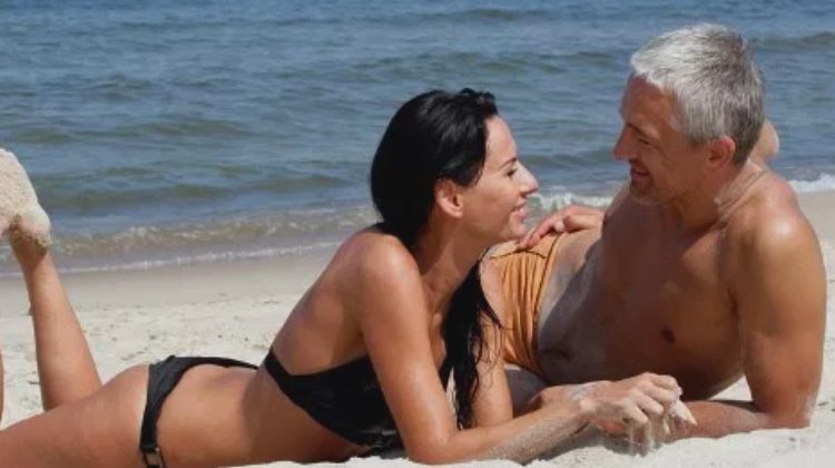 couple having fun at the beach