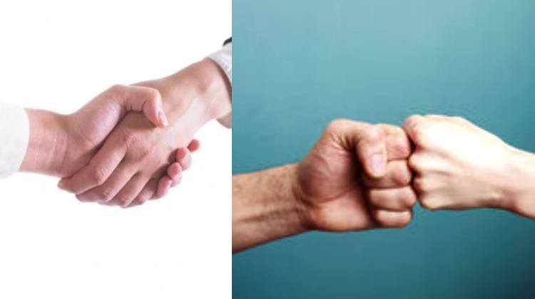 handshake and fistbump