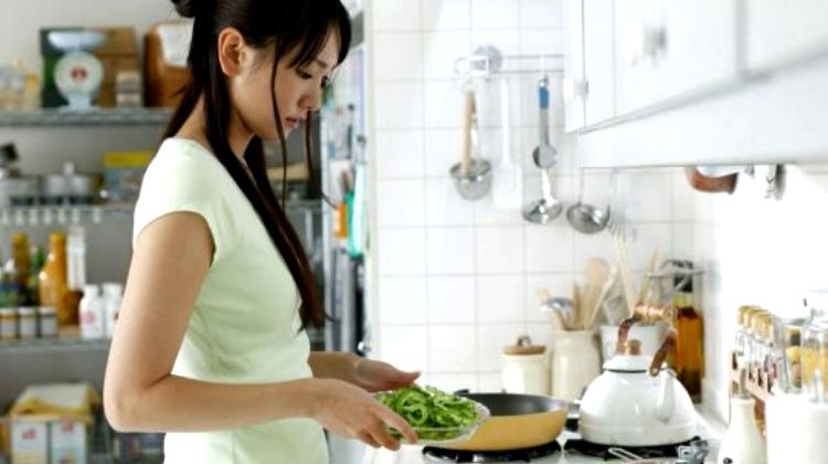 japanese girl preparing a meal