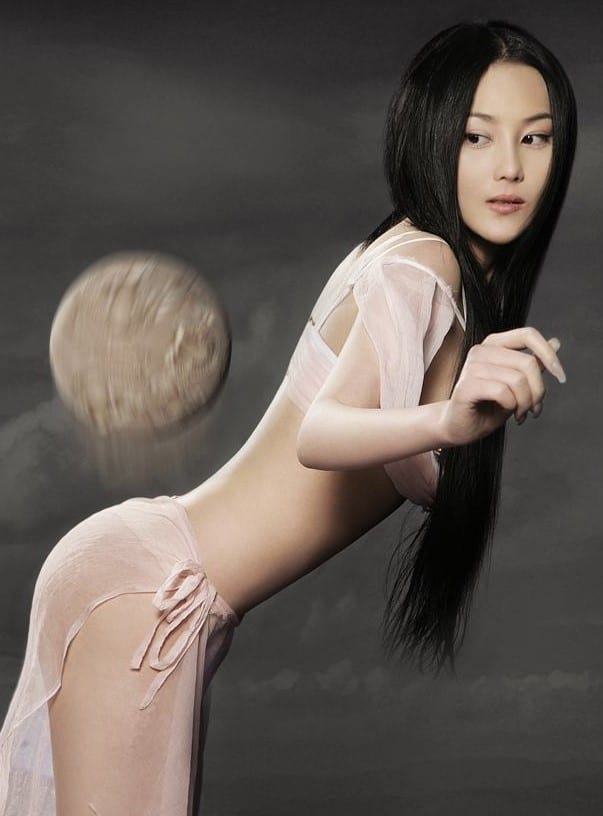 Zhang Xinyu playing with a ball